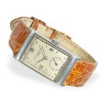 Armbanduhr: frühe, große rechteckige Patek Philippe in Stahl, ca. 1935