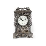 Travel clock: miniature travel clock with Renaissance case, France ca. 1890