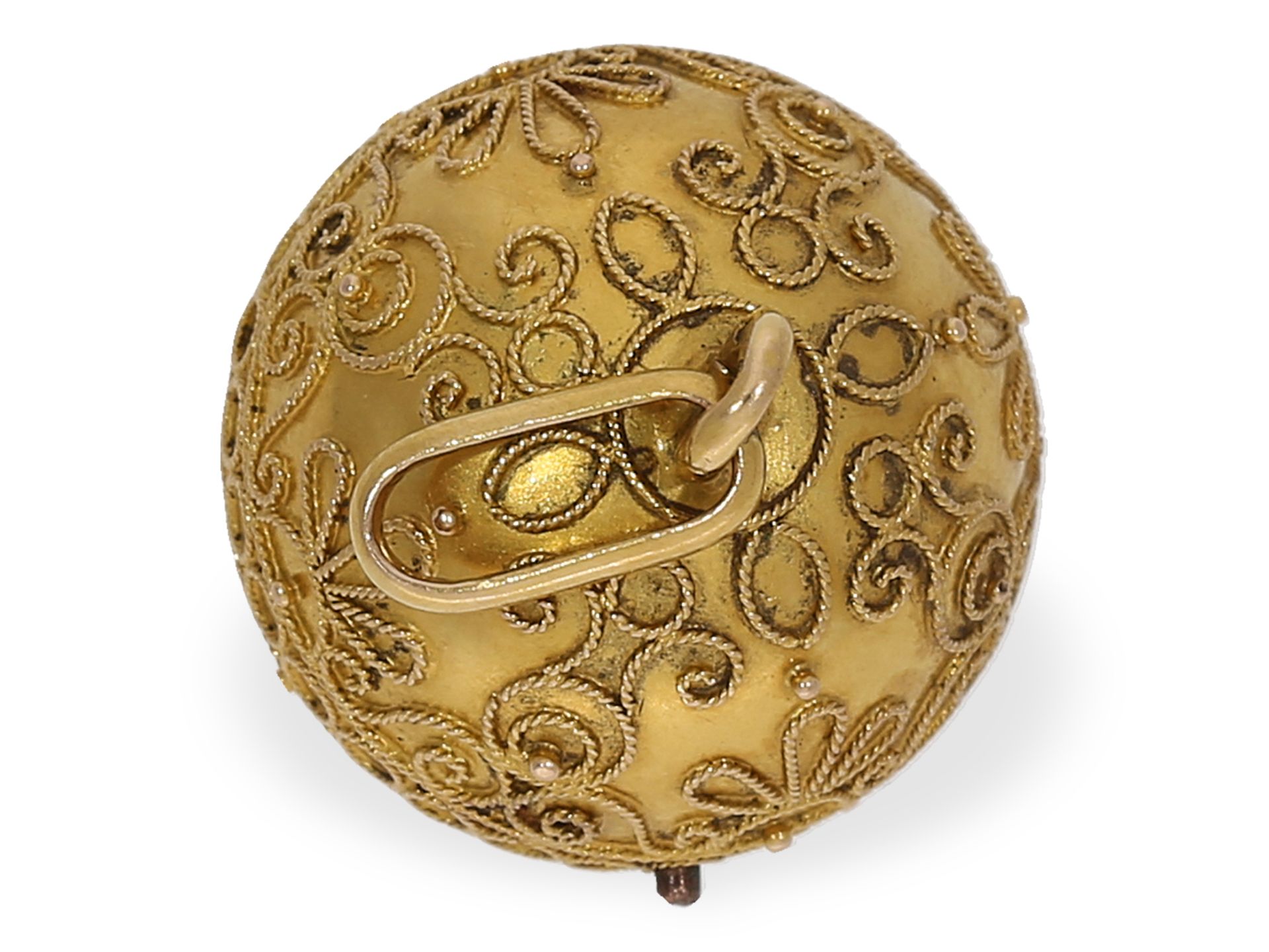 Anhängeuhr: feine "Boule de Geneve", um 1860, 18K Gold - Bild 2 aus 2