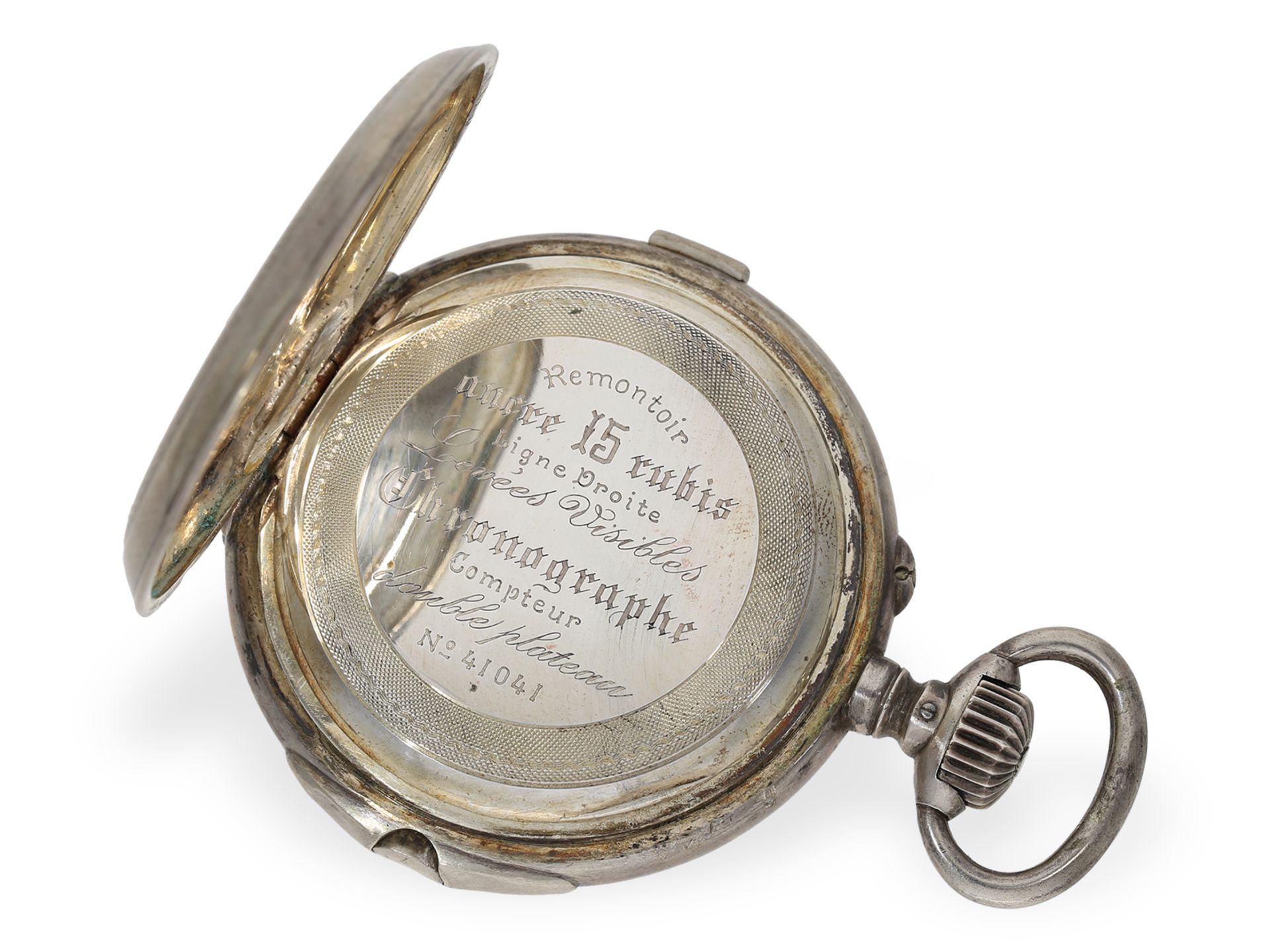 Pocket watch: technically interesting split-seconds chronograph, Bovet "Montre Universelle" ca. 1890 - Image 3 of 7