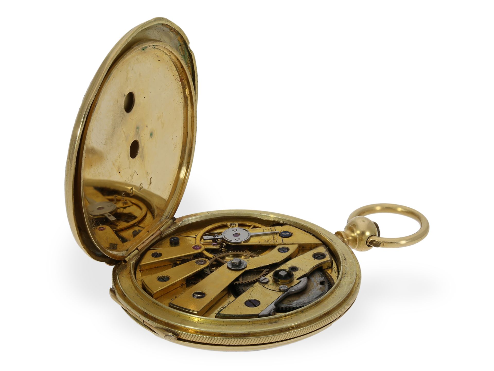 Pocket watch: top-quality gold/enamel hunting case watch, Henry Capt Geneve, ca. 1830 - Image 7 of 10