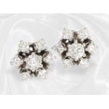 Classic vintage brilliant-cut diamond flower stud earrings, approx. 1.5ct brilliant-cut diamonds