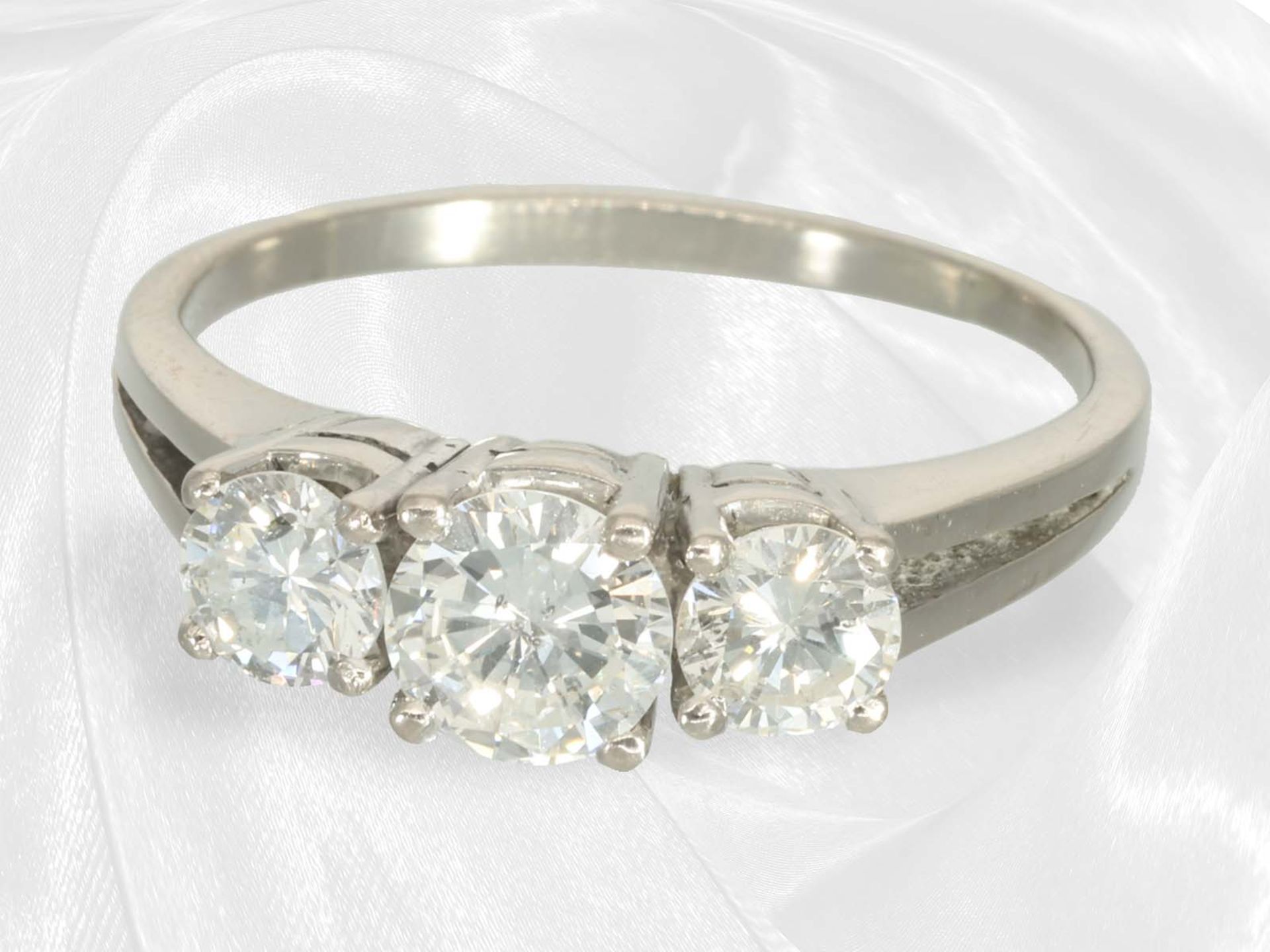 White gold vintage brilliant-cut diamond goldsmith ring, approx. 1.15ct brilliant-cut diamonds - Image 3 of 4
