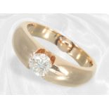 Solid gold solitaire/brilliant-cut diamond ring, vintage handmade, approx. 0.65ct
