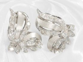 Ohrschmuck: neuwertige und sehr dekorative Ohrclips mit Brillanten/Diamanten, 14K Weißgold