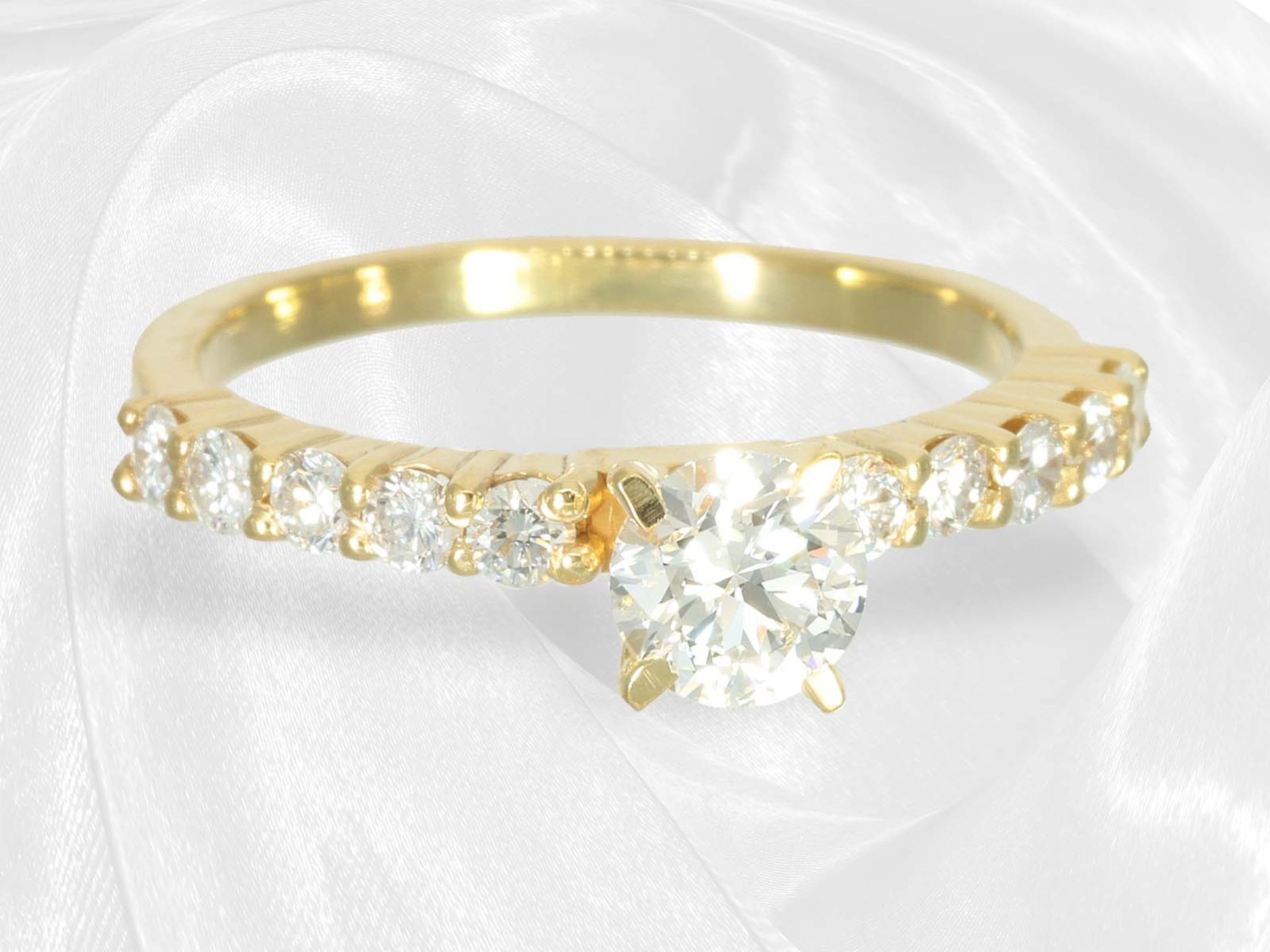 Modern brilliant-cut diamond gold ring, beautiful brilliant-cut diamond of 0.51ct, VVS1, GIA report - Image 2 of 4