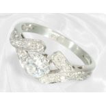 Ring: white gold vintage brilliant-cut diamond gold ring with beautiful half-carat diamonds