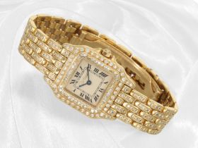 Luxuriöse vintage Damenarmbanduhr Cartier "Panthere" in 18K Gelbgold, vollständig mit Brillantbesatz