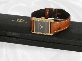 Armbanduhr: seltene vintage Damenuhr von Baume & Mercier "Tank" mit "Tigerauge-Zifferblatt", Origina