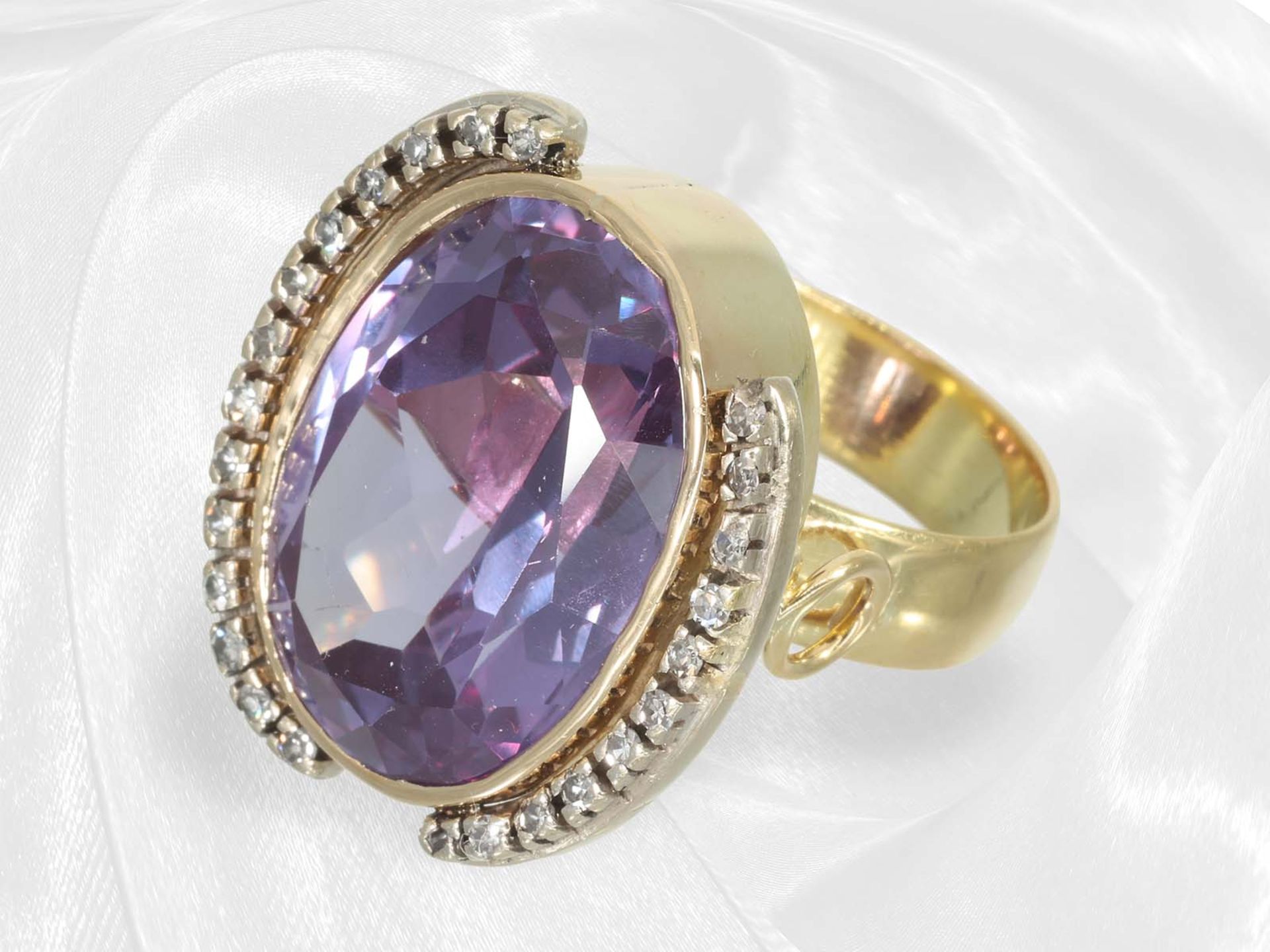 Ring: handmade, decorative amethyst/diamond goldsmith ring - Image 2 of 6