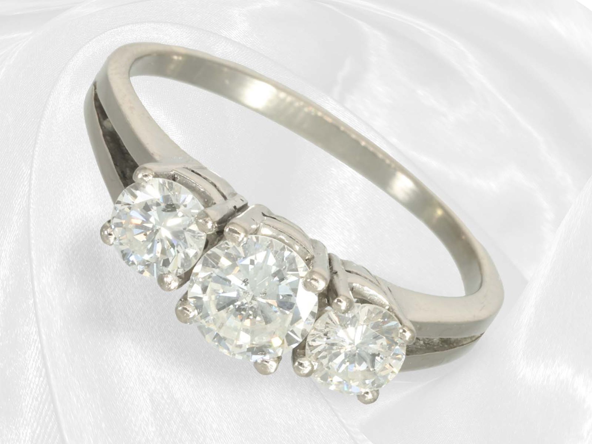 White gold vintage brilliant-cut diamond goldsmith ring, approx. 1.15ct brilliant-cut diamonds