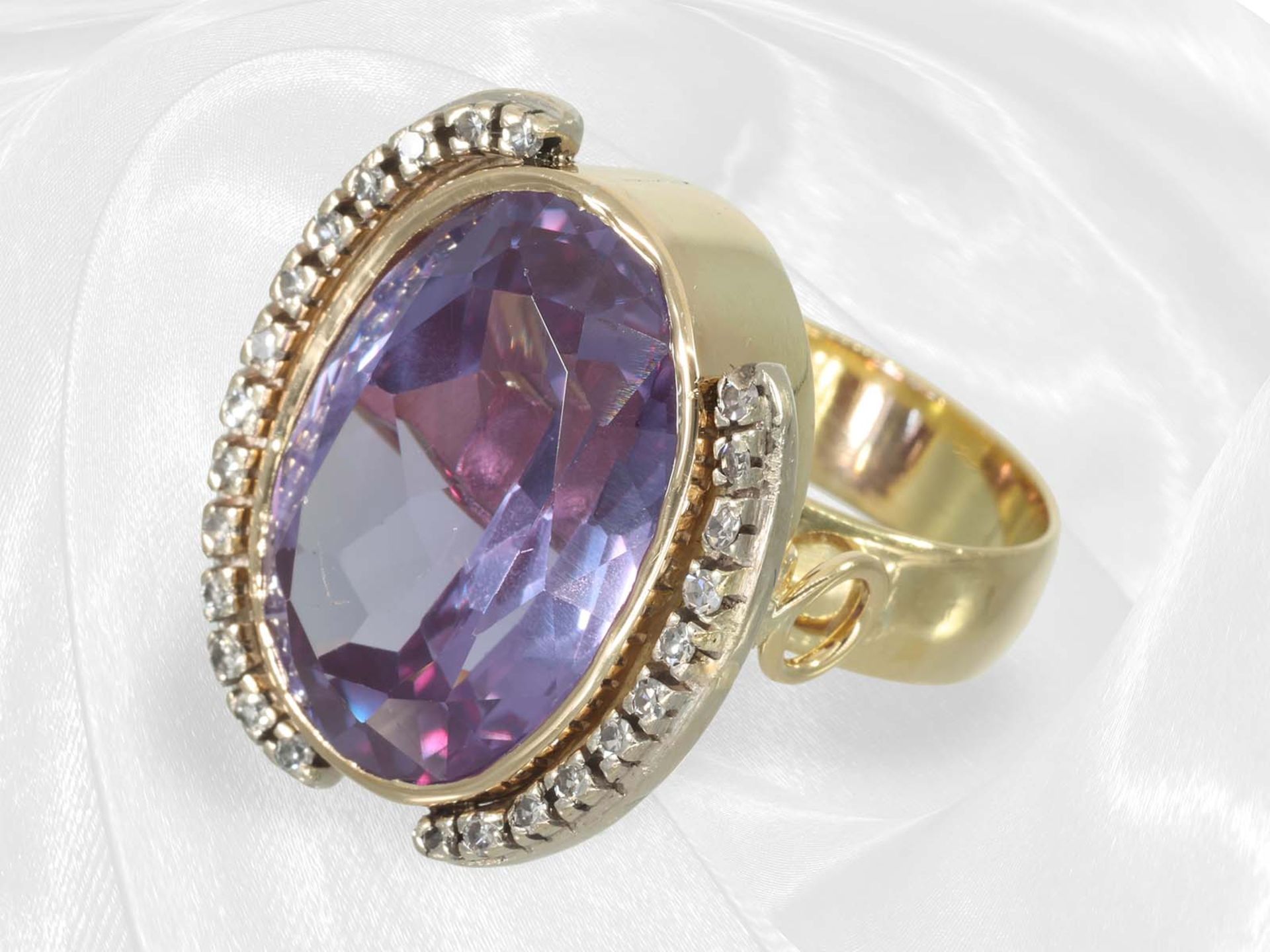 Ring: handmade, decorative amethyst/diamond goldsmith ring - Image 5 of 6