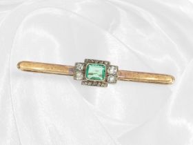 Antike Smaragd/Diamant-Goldschmiedebrosche, Handarbeit