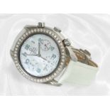 Wristwatch: luxurious, sporty Omega Seamaster Chronograph MOP Ref. 275.0032 with brilliant-cut diamo