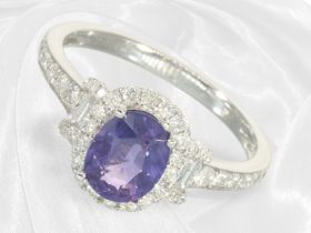 Ring: hochwertiger, neuwertiger Saphir/Brillantring "Intense Purple 1,53ct"