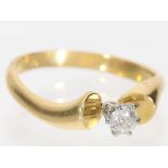 Ring: Kreativ gefertigter Designer-Goldschmiedering mit einem Altschliff-Diamant, ca. 0,25ct