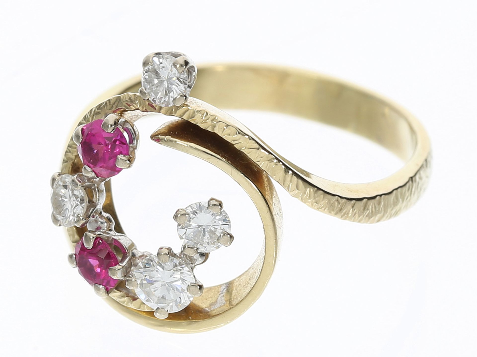 Ring: eleganter vintage Rubin/Brillant-Goldschmiedering - Bild 2 aus 2