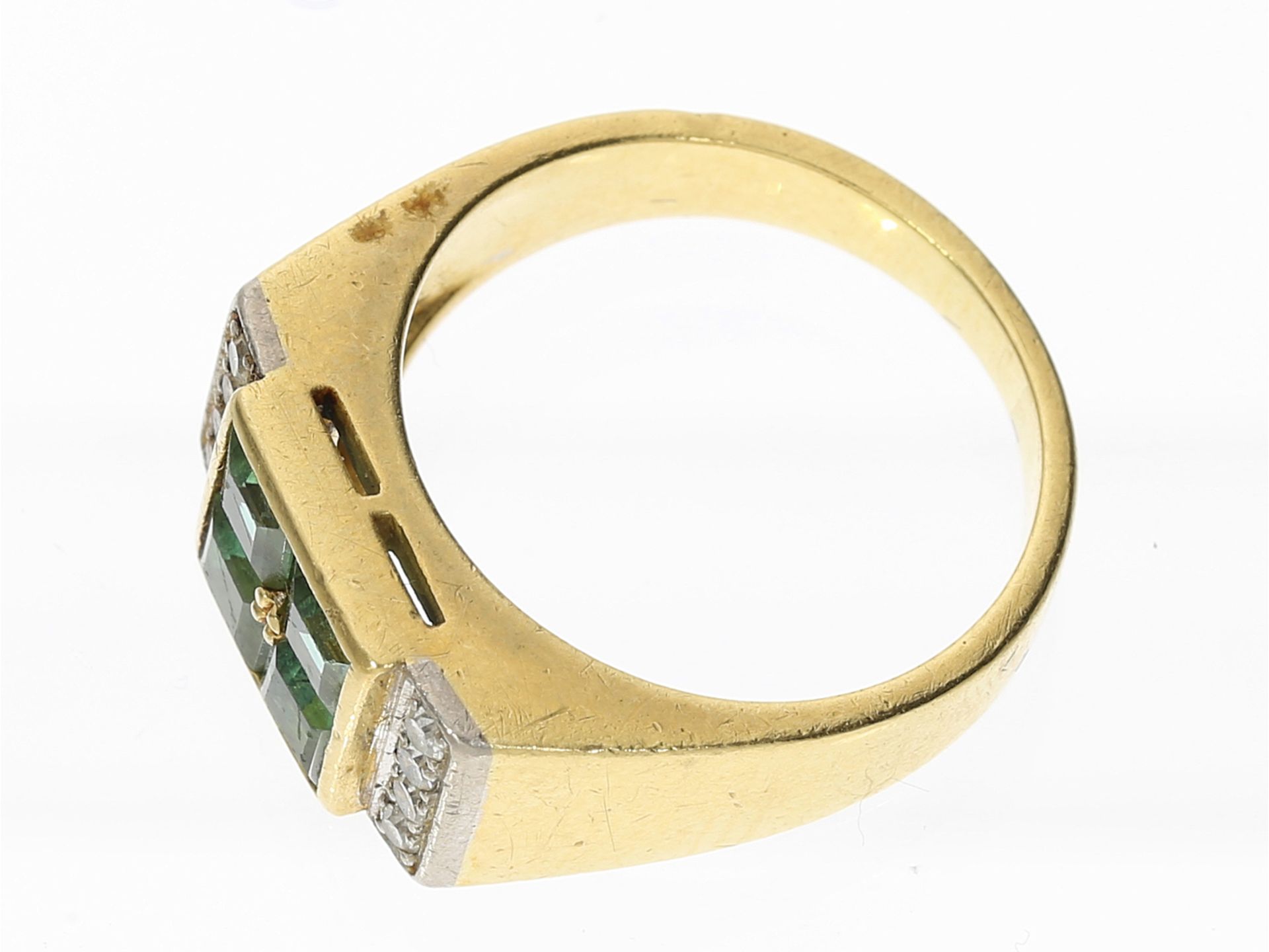 Ring: Vintage Goldschmiedering mit Turmalin- und Diamantbesatz, Handarbeit aus 18K Gold - Bild 3 aus 3
