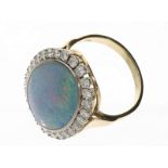 Ring: Sehr schön gearbeiteter, ehemals teurer vintage Opal/Brillant-Goldschmiedering