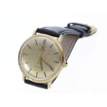 Armbanduhr: Goldene vintage Herrenarmbanduhr der Marke Omega, Handaufzug