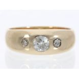 Ring: Massiver vintage Bandring mit Altschliff-Diamanten, ca. 0,53ct