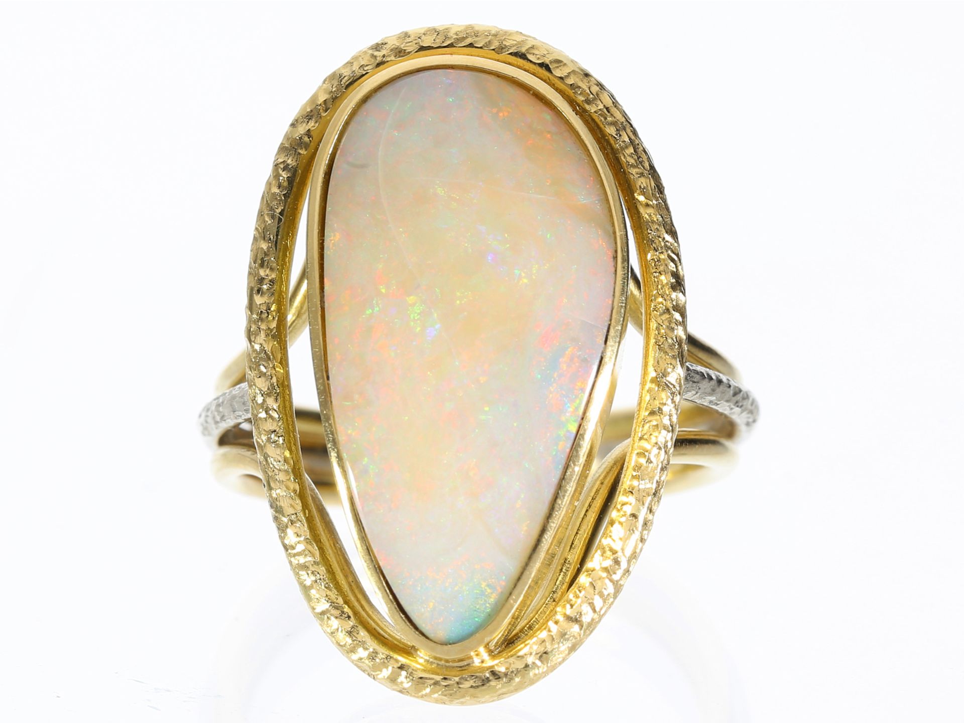 Ring: Sehr attraktiver, handgefertigter vintage Goldschmiedering mit Opal-Besatz - Bild 2 aus 2