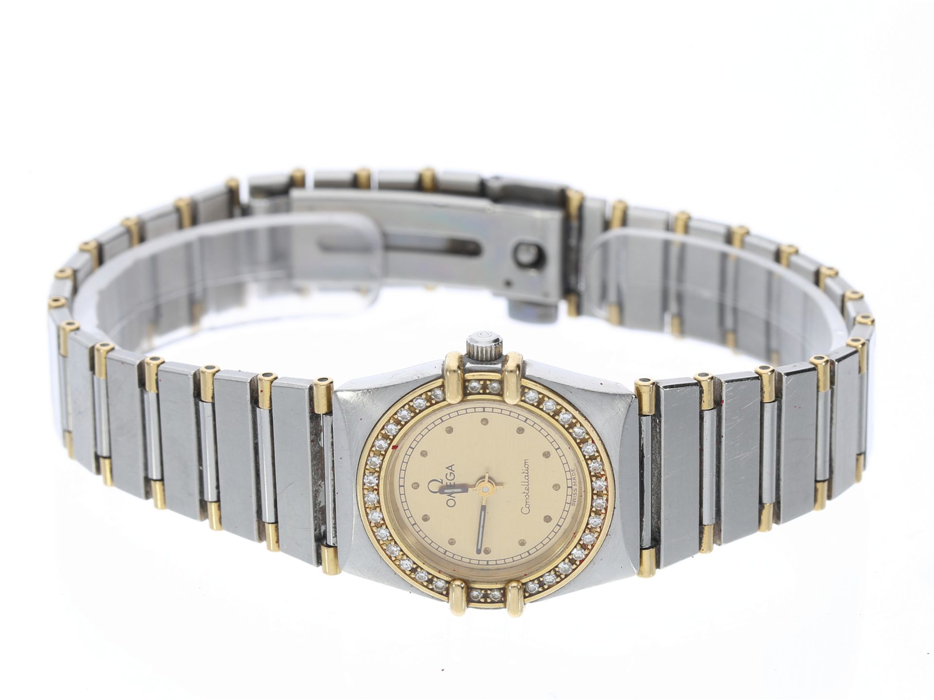 Armbanduhr: Omega Constellation Damenuhr mit Diamantbesatz, Stahl/Gold von 1997 mit Papieren - Image 2 of 2