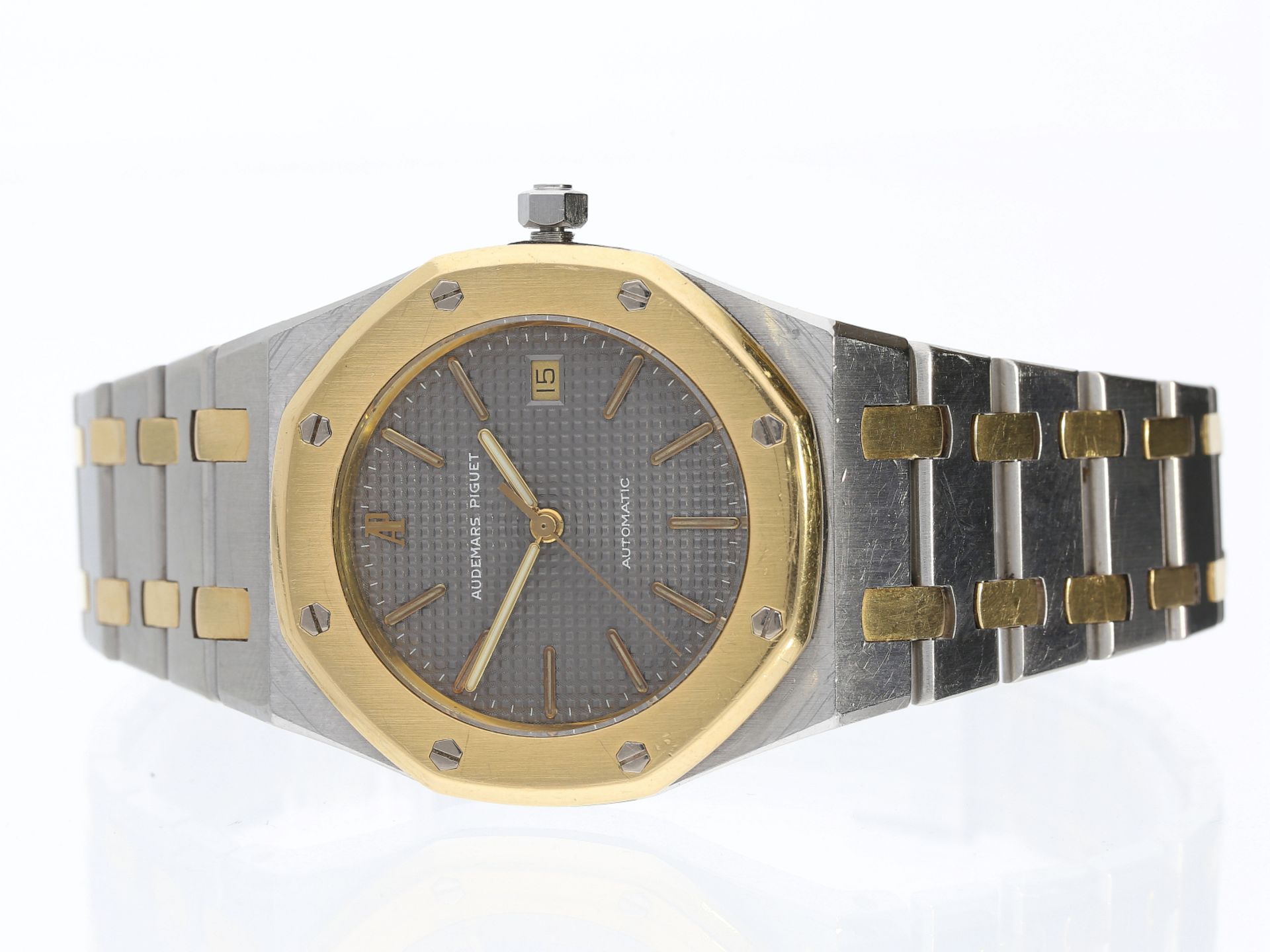 Armbanduhr: Audemars Piguet Royal Oak Stahl/Gold, REF. SA14486/477 SA, Full-Set Wempe 1987 - Bild 2 aus 5