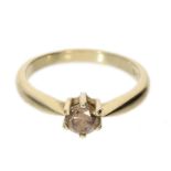 Vintage Goldschmiedering mit einem braunen Fancy Brillanten, ca. 0,5ct