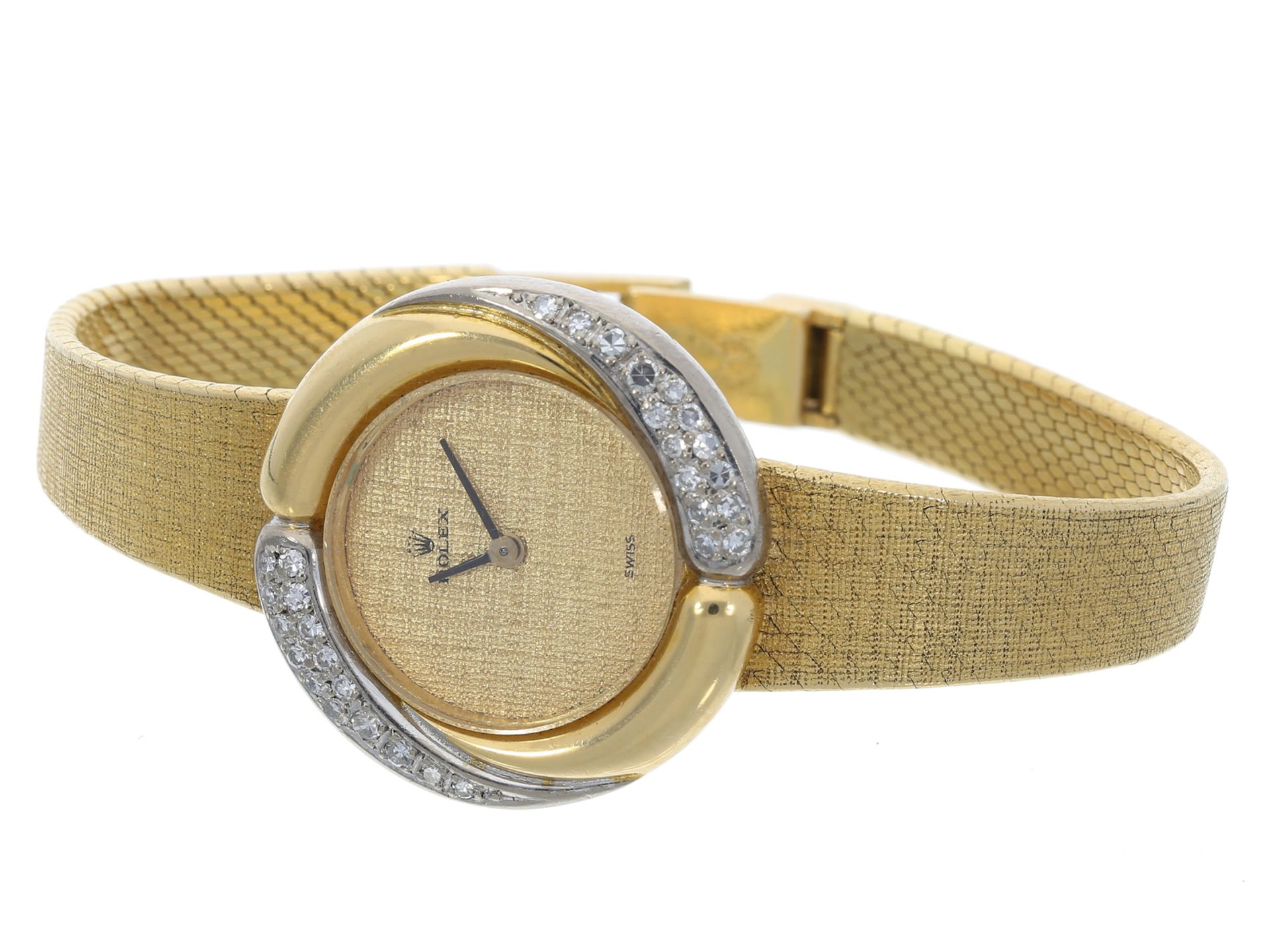 Armbanduhr: vintage 18K Gold Schmuckuhr von Rolex mit Diamantbesatz