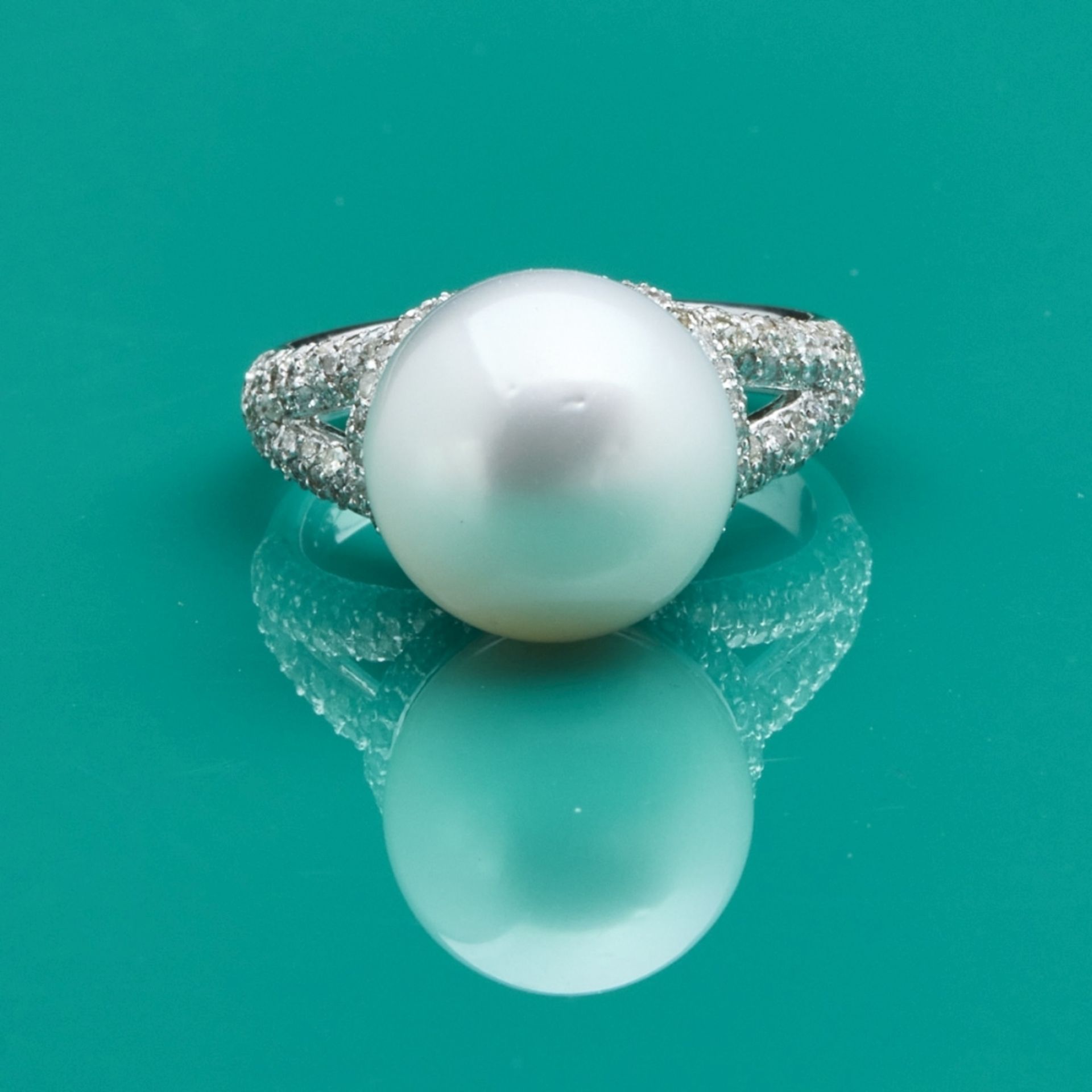 Südsee-Perlenring mit Brillanten - Bild 3 aus 4