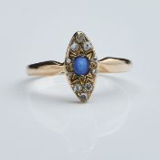 Antiker Marquise-Ring mit kleinem Saphir und Diamanten