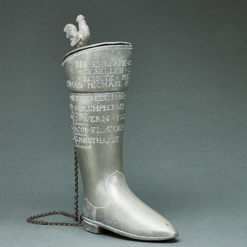 Zinnstiefel von Schuhmacher-Gesellen, Deutschland, Biberach, um 1800 - Image 2 of 4