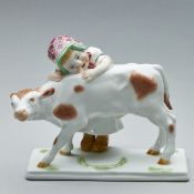 Mädchen mit Kalb - Max Bochmann. Meissen 1957.