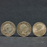 Drei Silbermünzen, Deutschland, 1900 - 1929