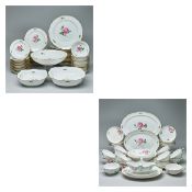 92tlg. Speiseservice Rote Rose. Meissen 1957-1980.