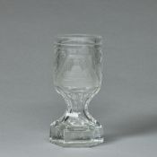 Logenglas sog. Kanone mit Freimaurermotiven. Um 1890.