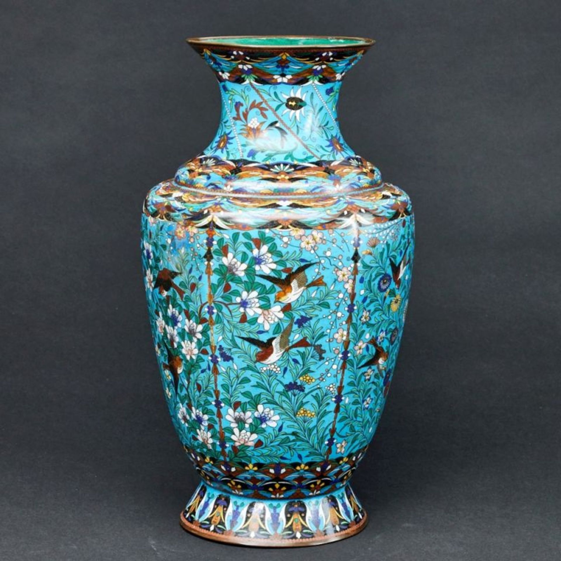 Cloisonné Vase mit Vogeldekor, Japan - Bild 2 aus 2