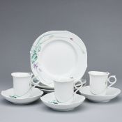 3 Kaffeegedecke Wellenspiel: Waldflora mit Insekten. Meissen um 1991-2001.