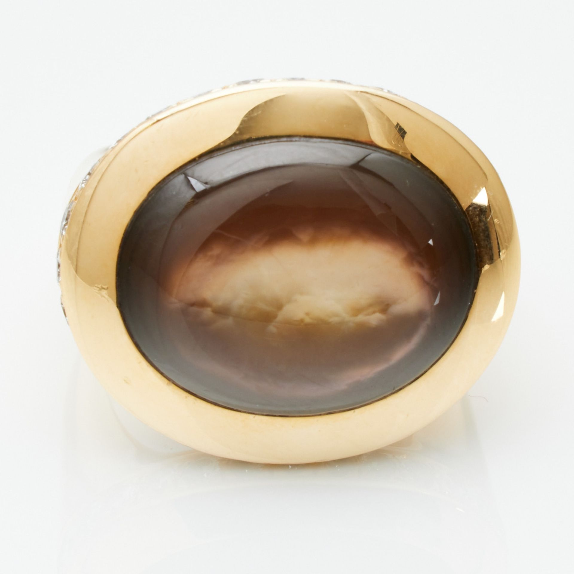 Hofacker-Ring mit Perlmutt-Cabochon und Brillanten - Bild 2 aus 2