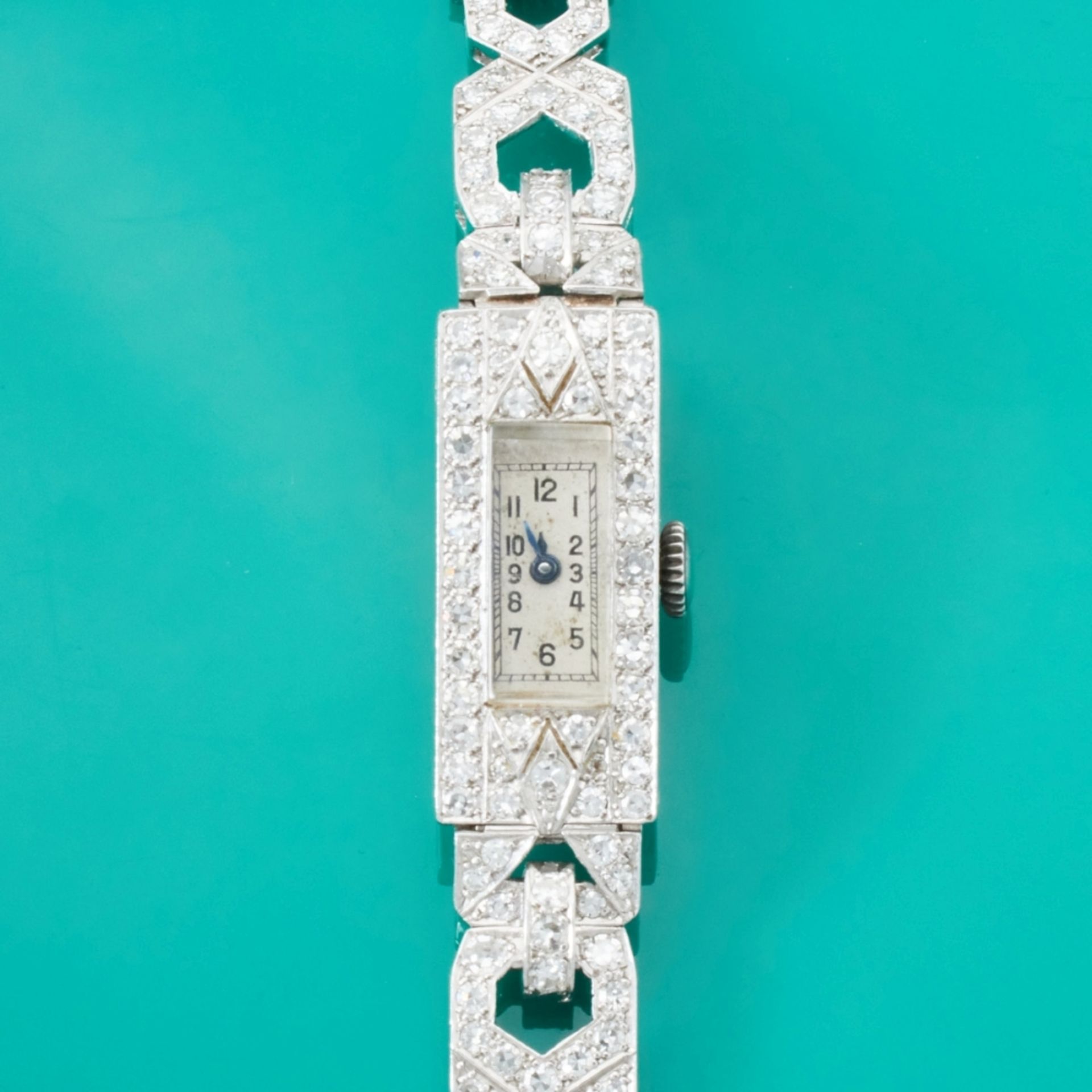 Art Déco-Armbanduhr mit Diamanten in Platin - Image 2 of 2
