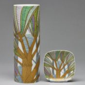 1 runde Vase und 1 Schälchen - Palmier d'Or - Alain le Foll. Rosenthal nach 1961.