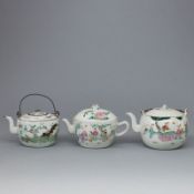 3 Teekannen, China, Qing Dynastie, 2. Hälfte 19. Jahrhundert