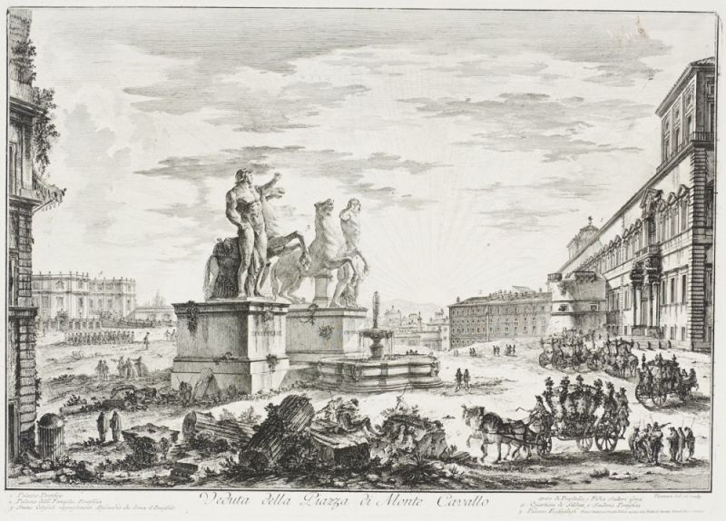 Giovanni Battista Piranesi (1720-1778), Radierung, Veduta della Piazza di Monte Cavallo