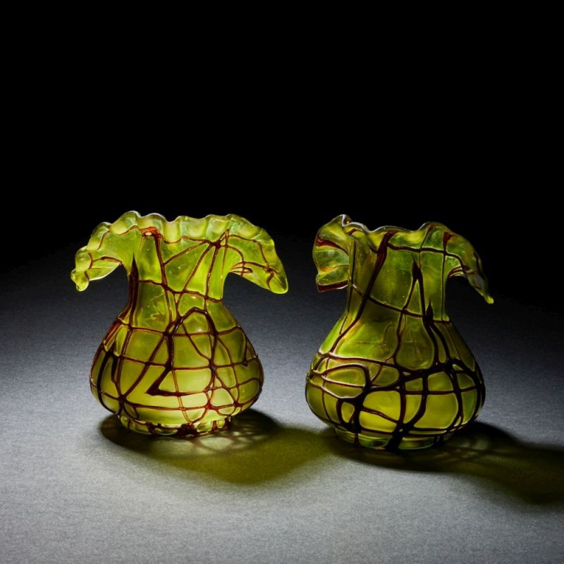 Paar Vasen mit gekniffener und eingeschnittener Lippe. Glasfabrik Elisabeth, Kosten bei Teplitz um 1 - Image 2 of 2