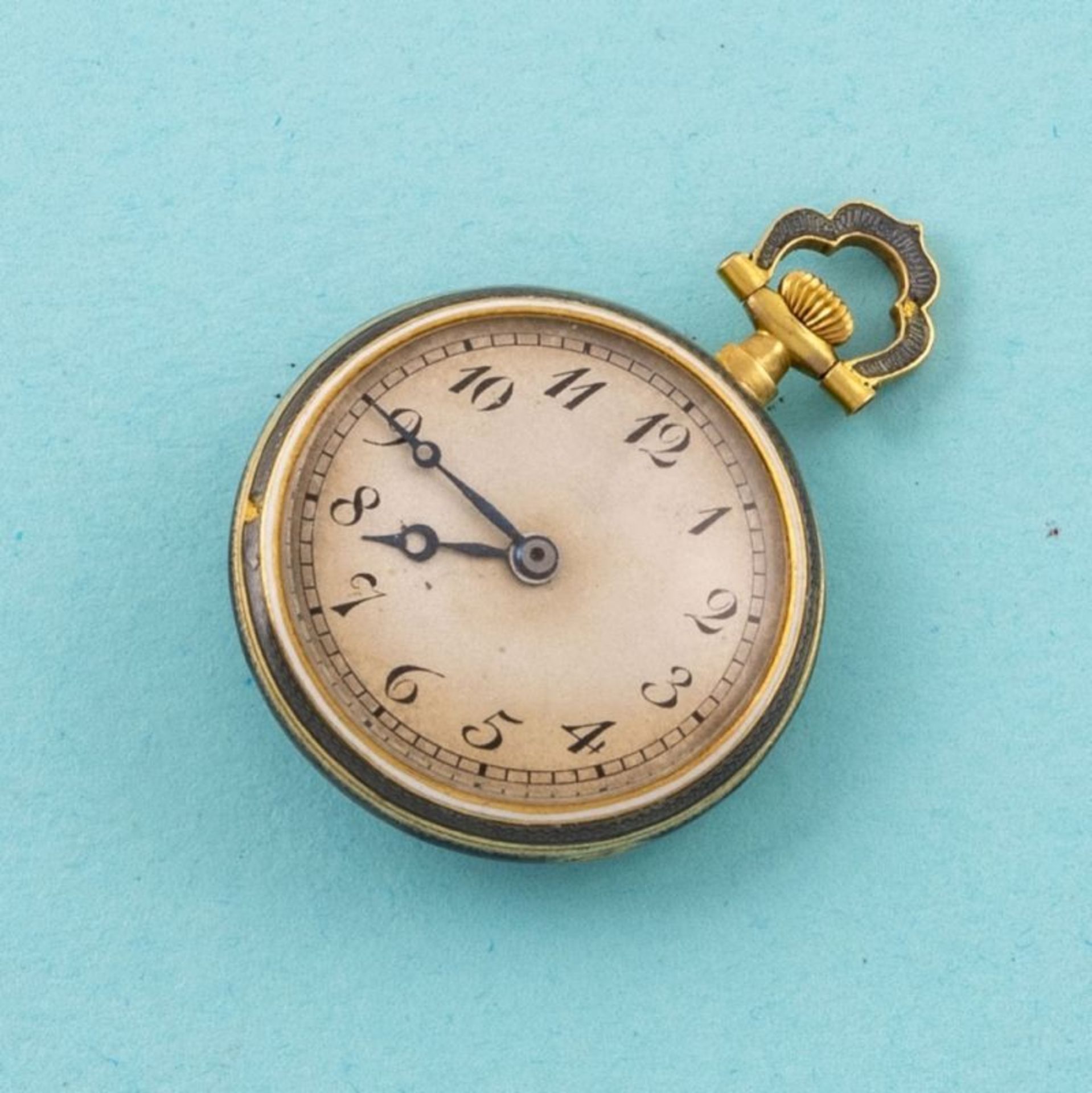 Emaille-Taschenuhr mit Diamant - Image 2 of 3