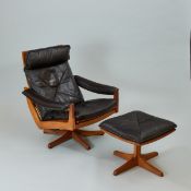 Mid Century Lounge Chair mit Ottoman