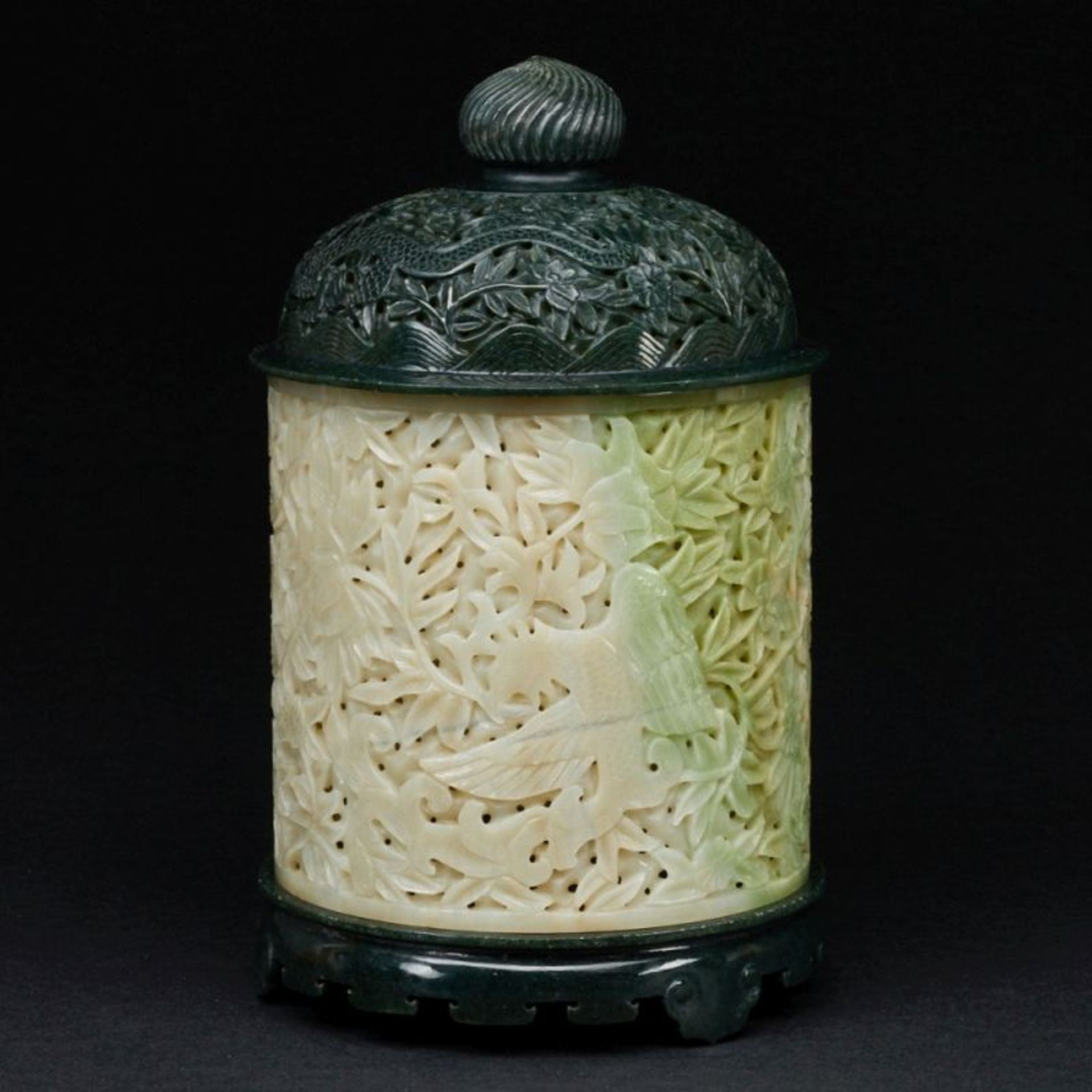 Dreiteiliges Jade Rauchgefäß, China, Qing Dynastie, Anfang 20. Jahrhundert - Image 3 of 6