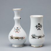 2 unterschiedliche Vasen - Reicher Drache / Hofdrache schwarz / rot und schwarz. Meissen 1972-1980 u