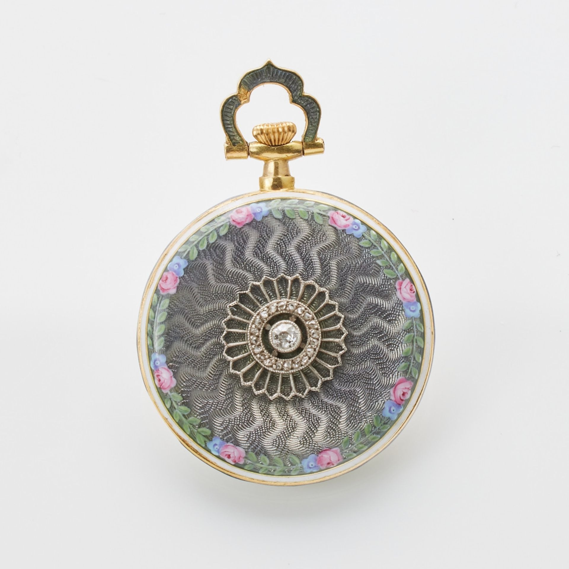 Emaille-Taschenuhr mit Diamant - Image 3 of 3